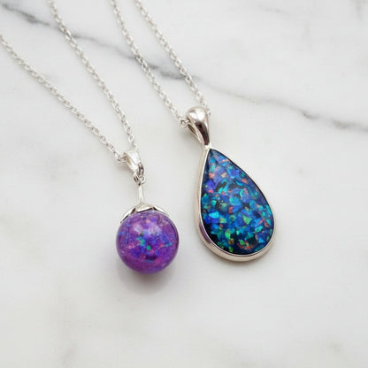 Premium Sterling Silver Mystery Necklace Bundle - 2 Necklaces (Opal & Crystals)