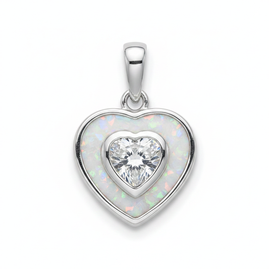 CZ Heart Memorial Pendant | Solid 925 Sterling Silver | Heart CZ Stone & Resin Channel | Ashes, Hair & Fur Keepsake