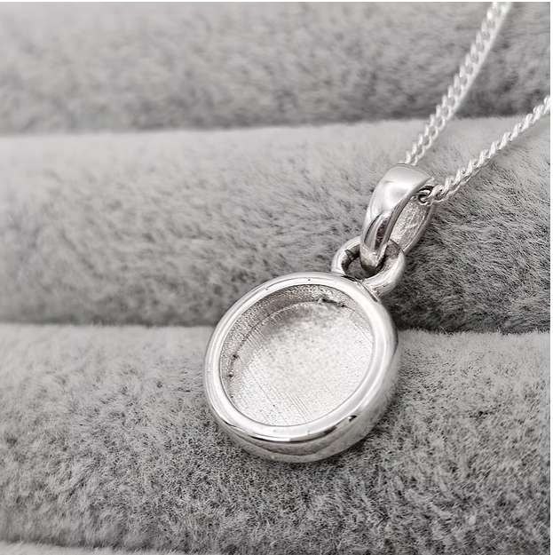 Thick Trim 12mm Round 925 Silver Pendant | Ashes, Hair & Fur Memorial Keepsake Necklace