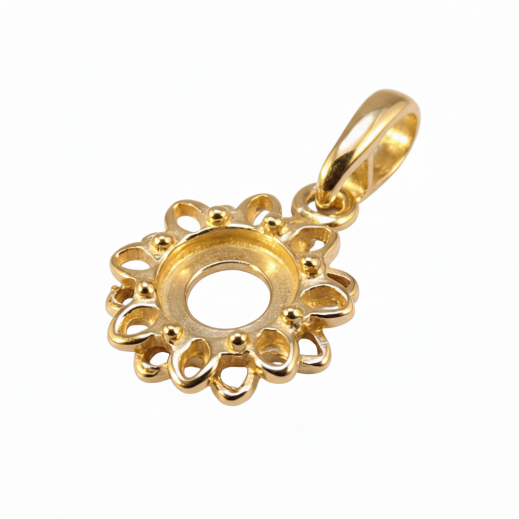 9ct Gold Dainty Flower Memorial Pendant for Ashes Hair or Flowers – 6mm Stone | Birmingham Hallmarked