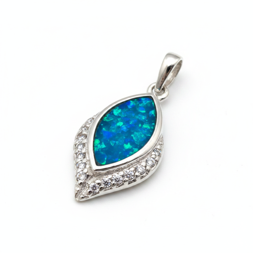 CZ Marquise Memorial Pendant | Solid 925 Sterling Silver | Ashes, Hair & Fur Keepsake