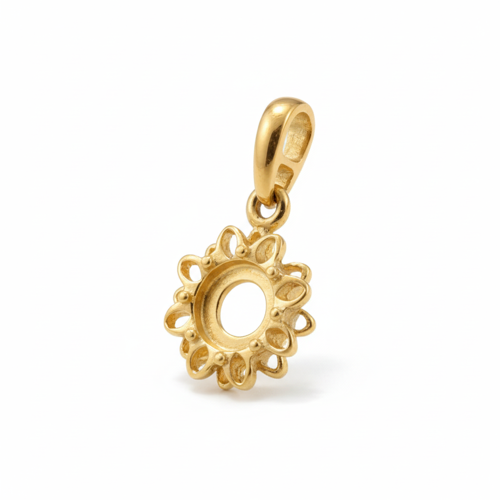 9ct Gold Dainty Flower Memorial Pendant for Ashes Hair or Flowers – 6mm Stone | Birmingham Hallmarked