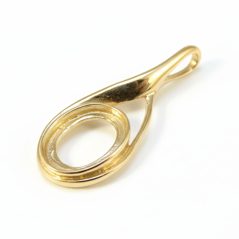 9ct Gold Teardrop Swirl Memorial Pendant for Ashes Hair or Flowers – 10x8mm Stone | Birmingham Hallmarked