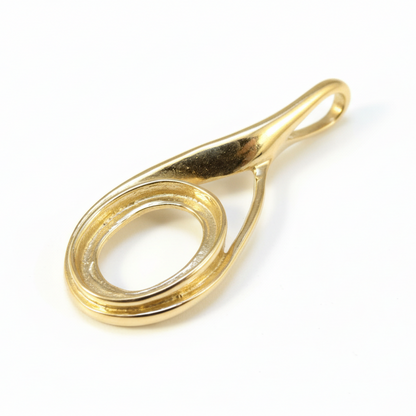 9ct Gold Teardrop Swirl Memorial Pendant for Ashes Hair or Flowers – 10x8mm Stone | Birmingham Hallmarked