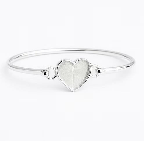 Heart Hook Clasp 925 Silver Bangle | Ashes, Hair & Fur Memorial Keepsake