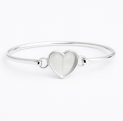 Heart Hook Clasp 925 Silver Bangle | Ashes, Hair & Fur Memorial Keepsake