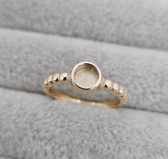 MADE TO ORDER — 9ct Gold Round 5mm Bobble Ring | Rose, Yellow or White Gold | Ashes, Hair & Fur Memorial Keepsake