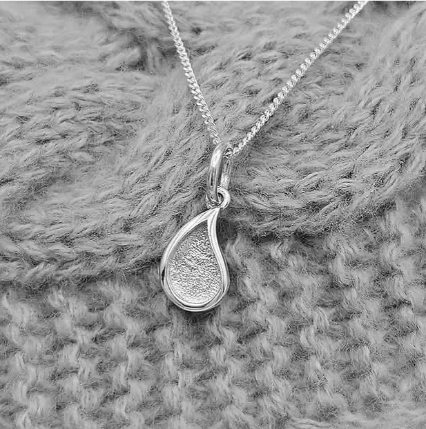 Loop Bail Milk Drop Plain Deep Set 925 Silver Pendant | Ashes, Hair & Fur Memorial Keepsake Necklace