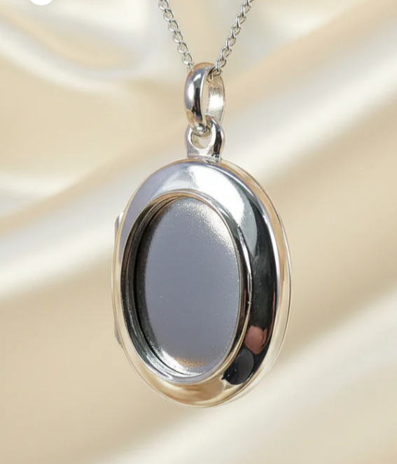 Silver 925 Oval Locket — 14x10mm Cabochon Setting | Ashes & Hair Keepsake