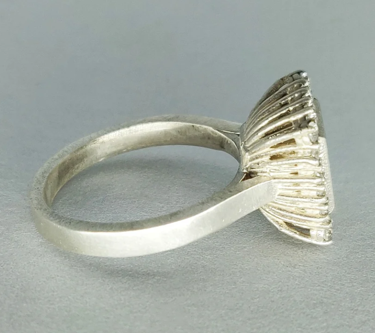 925 sterling silver princess cut halo memorial ring — 3/4 angle showing CZ halo surround and cathedral shank profile