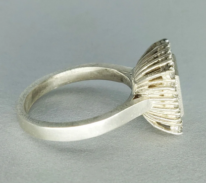 925 sterling silver princess cut halo memorial ring — 3/4 angle showing CZ halo surround and cathedral shank profile