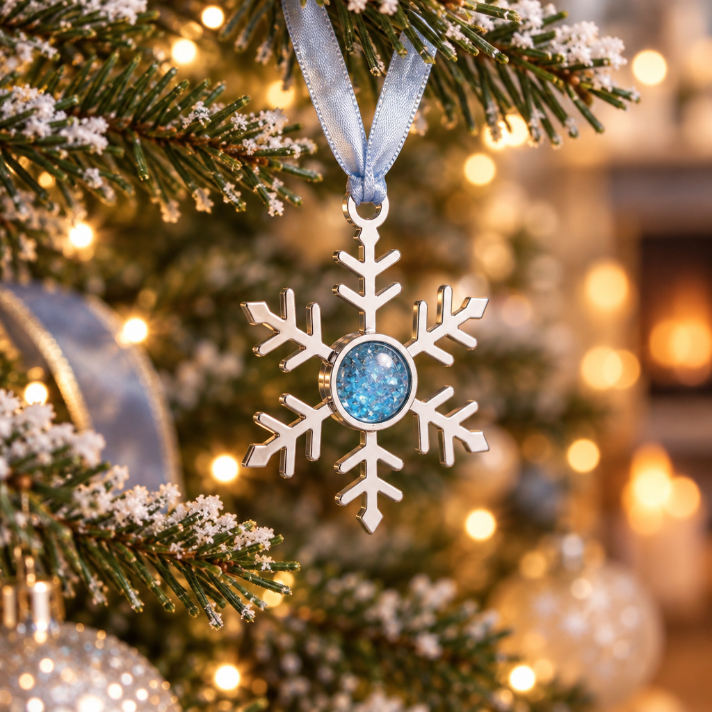 Christmas Snowflake Memorial Ornament | Ashes, Hair & Fur Keepsake