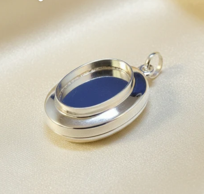 Silver 925 Oval Locket — 14x10mm Cabochon Setting | Ashes & Hair Keepsake