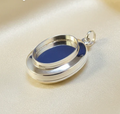 Silver 925 Oval Locket — 14x10mm Cabochon Setting | Ashes, Hair & Fur Keepsake