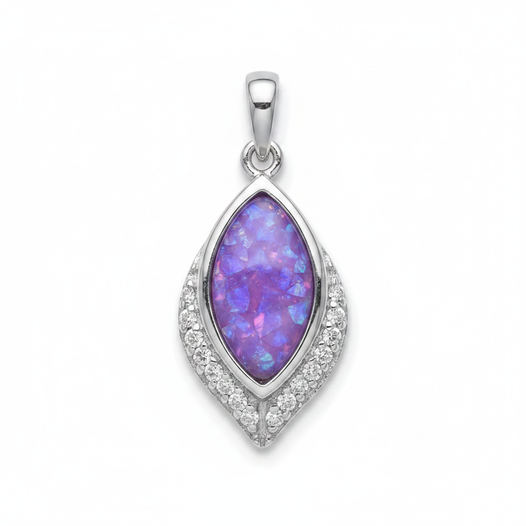 CZ Marquise Memorial Pendant | Solid 925 Sterling Silver | Ashes, Hair & Fur Keepsake
