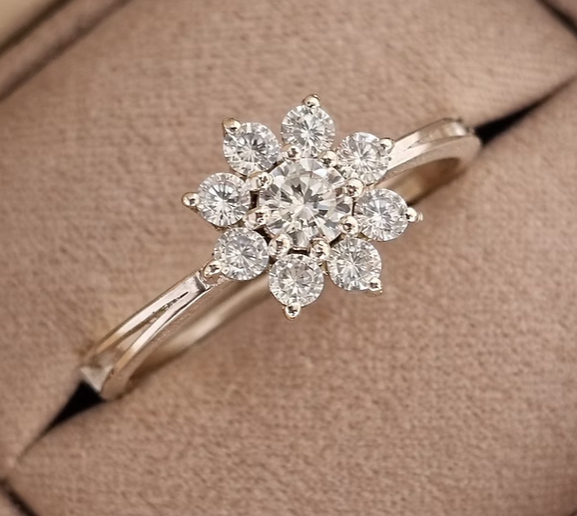 Silver 925 CZ Celestial Cluster Ring | Tapered Channel Resin Settings | Ashes & Hair Memorial Keepsake