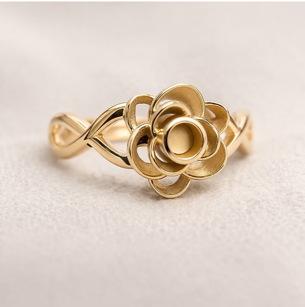 MADE TO ORDER — 9ct Gold Plain Rose Ring | Rose, Yellow or White Gold | Ashes, Hair & Fur Memorial Keepsake