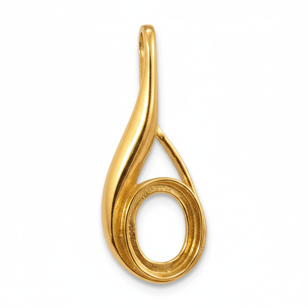 9ct Gold Teardrop Swirl Memorial Pendant for Ashes Hair or Flowers – 10x8mm Stone | Birmingham Hallmarked