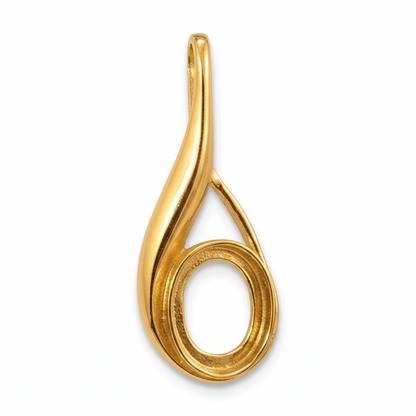 9ct Gold Teardrop Swirl Memorial Pendant for Ashes Hair or Flowers – 10x8mm Stone | Birmingham Hallmarked