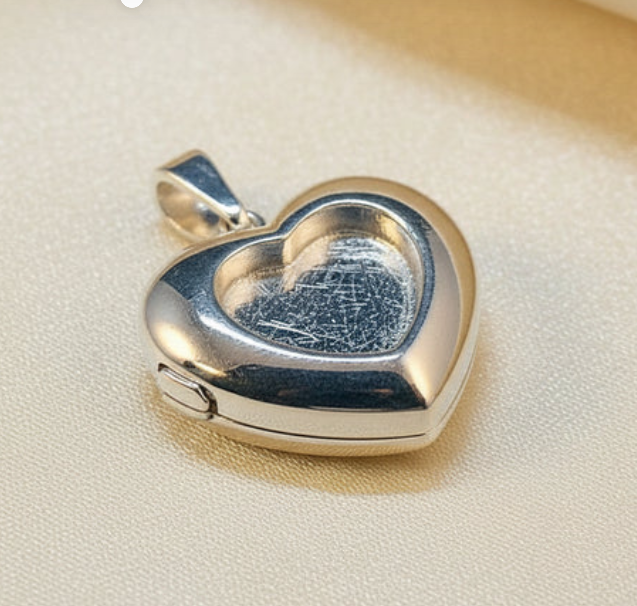 Solid Silver 925 Heart Shape Locket — 10x9mm Setting | Ashes & Hair Keepsake