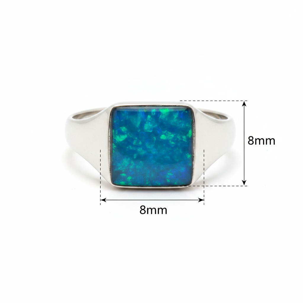 Unisex Square Signet Memorial Ring | Solid 925 Sterling Silver | 8mm | Ashes, Hair & Fur Keepsake | Sizes L–R