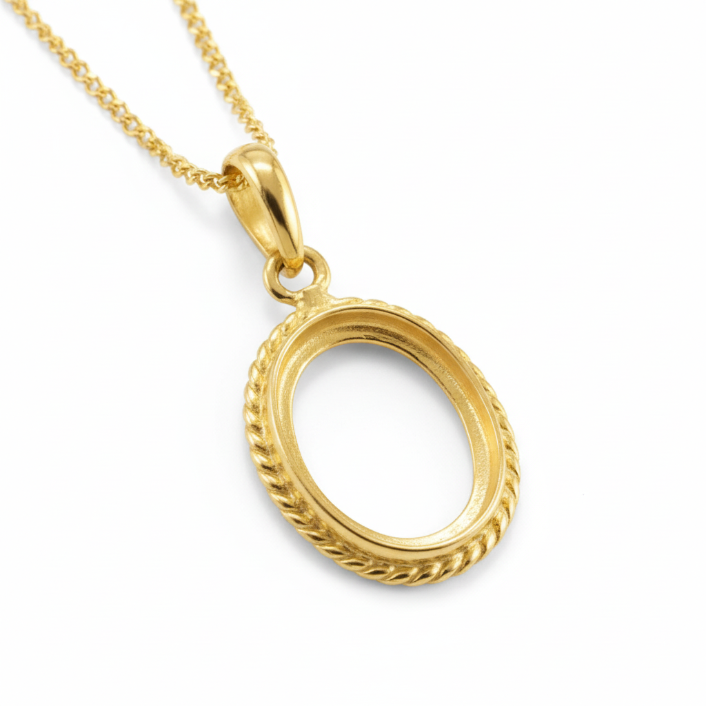 9ct Gold Rope Edge Memorial Pendant for Ashes Hair or Flowers – 3 Sizes | Birmingham Hallmarked