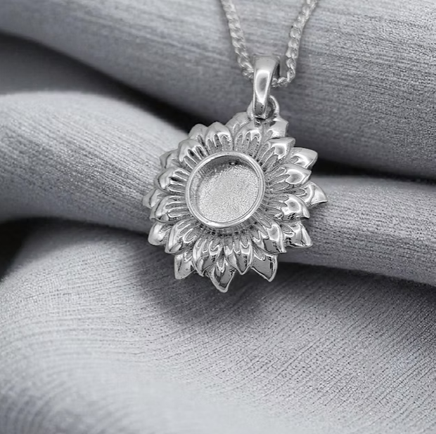 Sunflower 925 Silver Pendant | Ashes, Hair & Fur Memorial Keepsake Necklace