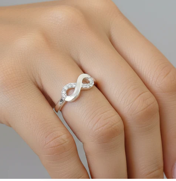 Silver 925 CZ Infinity Memorial Ring — Resin Setting | Ashes & Hair Keepsake