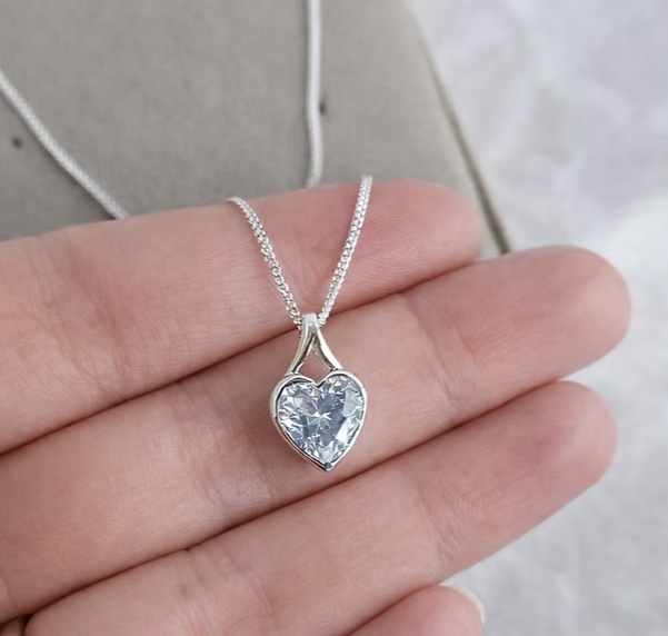 Heart Secretly Set CZ 925 Silver Pendant — 9mm | Ashes, Hair & Fur Memorial Keepsake Necklace