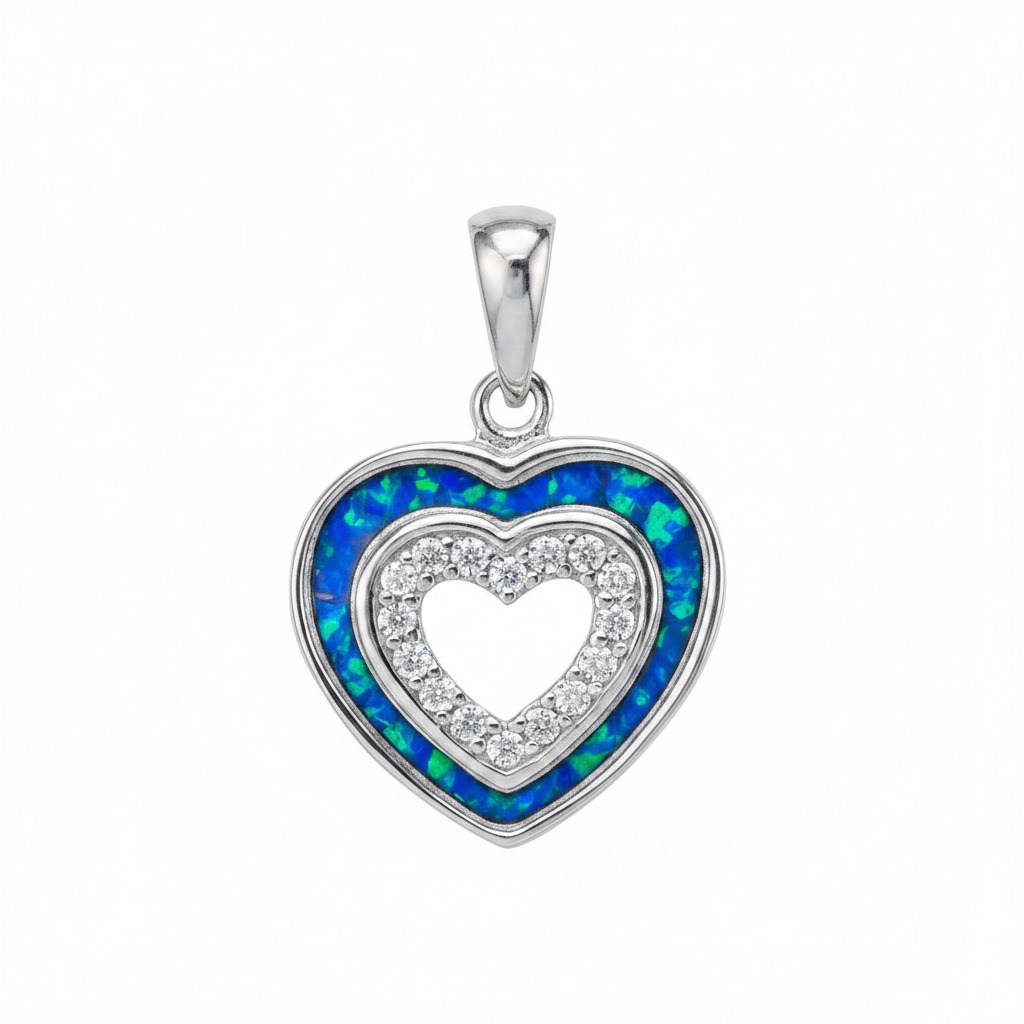 CZ Heart Memorial Pendant | Solid 925 Sterling Silver | 17x15mm | Ashes, Hair & Fur Keepsake