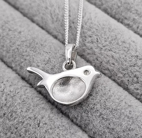 Robin 925 Sterling Silver Pendant — 20mm x 10mm | Ashes, Hair & Fur Memorial Keepsake Necklace