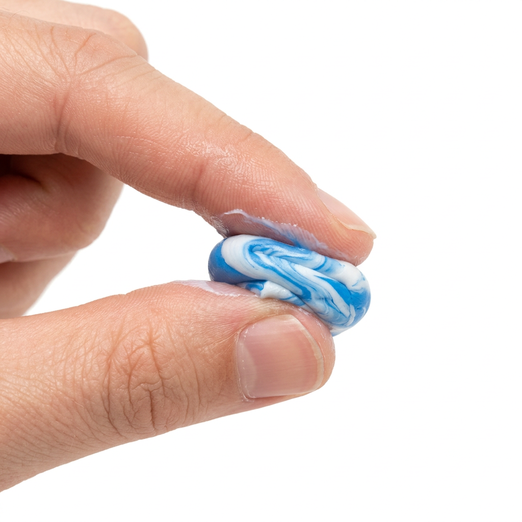 Illustration showing two-part impression putty being mixed
