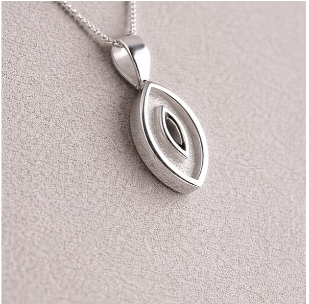 Marquise Secretly Set CZ 925 Silver Pendant | Ashes, Hair & Fur Memorial Keepsake Necklace