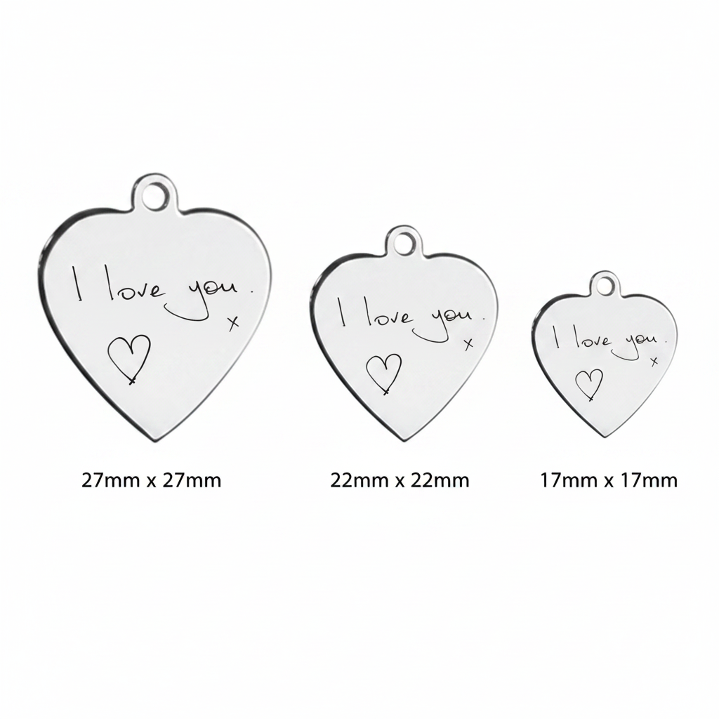 925 sterling silver heart pendant necklace size comparison 17mm 22mm 27mm — Lovely Oxford