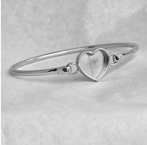 Heart Hook Clasp 925 Silver Bangle | Ashes, Hair & Fur Memorial Keepsake