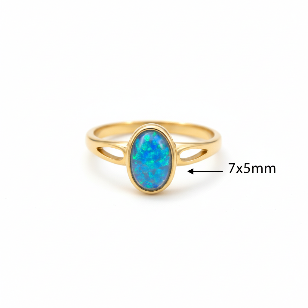 9ct gold oval memorial ring dimensions guide — 7x5mm stone