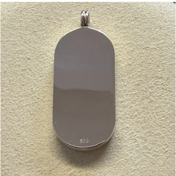 925 sterling silver oval dog tag pendant flat back showing 925 stamp and smooth engravable surface
