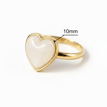 9ct gold heart memorial ring dimensions guide — 10mm heart stone