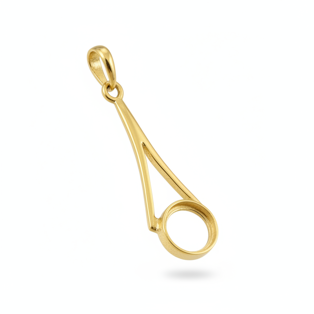9ct Gold Elongated Teardrop Wire Memorial Pendant for Ashes Hair or Flowers – 8mm Stone | Birmingham Hallmarked