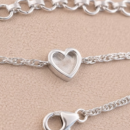 Twisted Bubble Heart Adjustable 925 Silver Bracelet | Ashes, Hair & Fur Memorial Keepsake