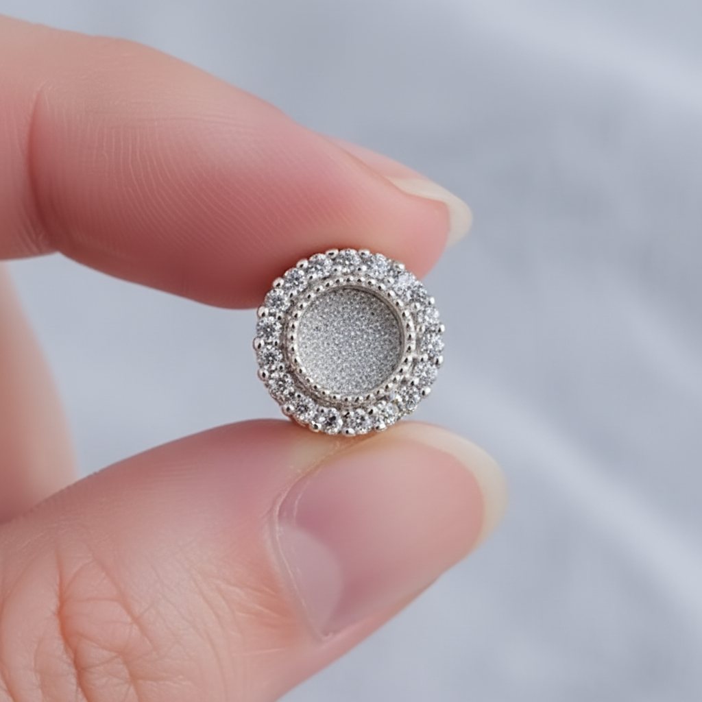 Halo CZ 925 Silver Memorial Charm Bead – Lifestyle Scale Shot, Charm Only