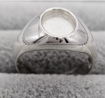 Gents Oval 925 Silver Signet Ring | Ashes, Hair & Fur Memorial Keepsake