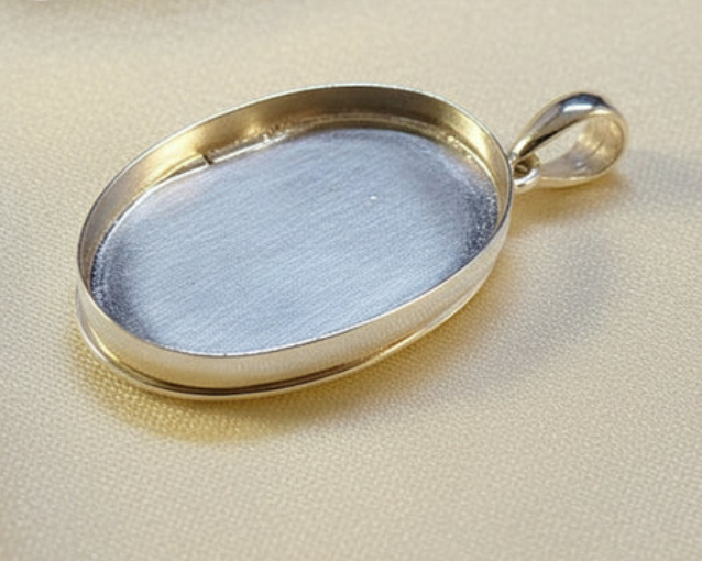Silver 925 Oval Locket — 22x15mm Setting | Ashes & Hair Keepsake Pendant
