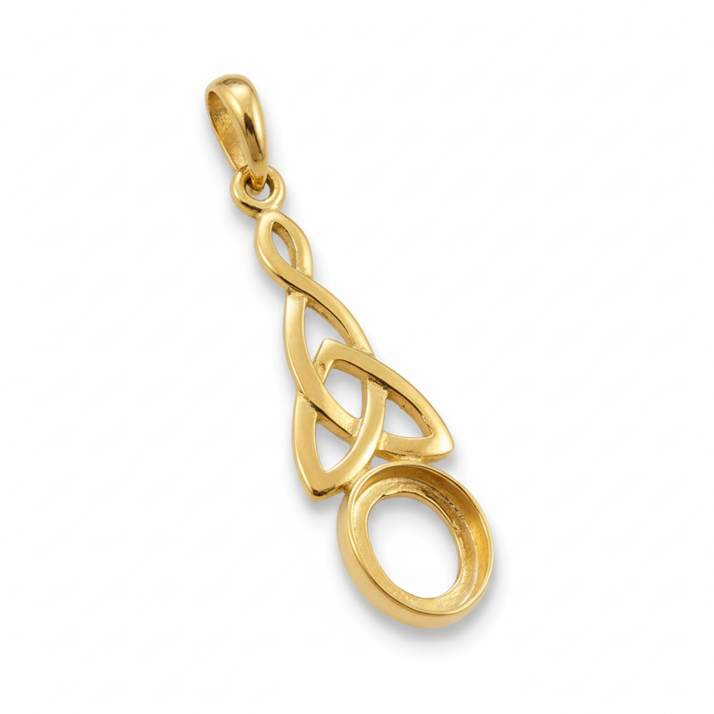 9ct Gold Celtic Pendant for Ashes Hair or Flowers – 10x8mm Stone | Birmingham Hallmarked