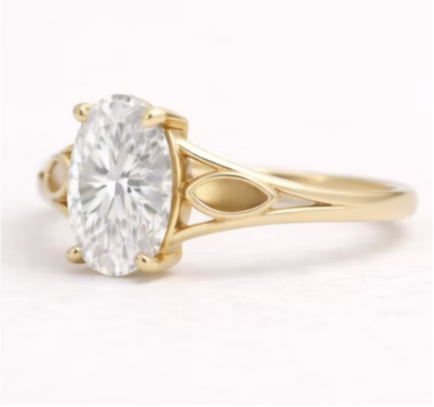 MADE TO ORDER — 9ct Gold Oval Solitaire Statement CZ Ring | Rose, Yellow or White Gold | Ashes, Hair & Fur Memorial Keepsake