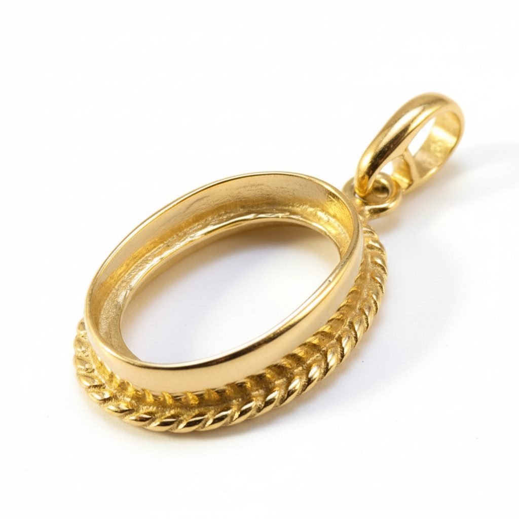 9ct Gold Rope Edge Memorial Pendant for Ashes Hair or Flowers – 3 Sizes | Birmingham Hallmarked