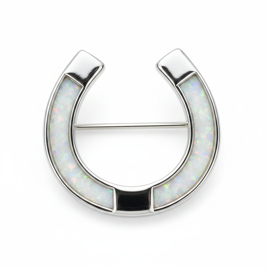 Horseshoe Memorial Brooch Stock Pin | Solid 925 Sterling Silver | 34x19mm | Ashes, Hair & Fur Keepsake
