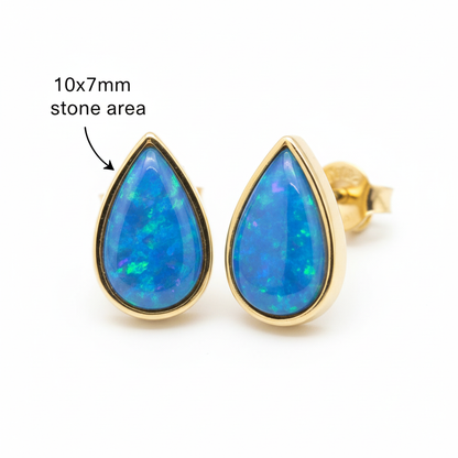Gold pear shape stud earrings dimensions guide 10x7mm setting area