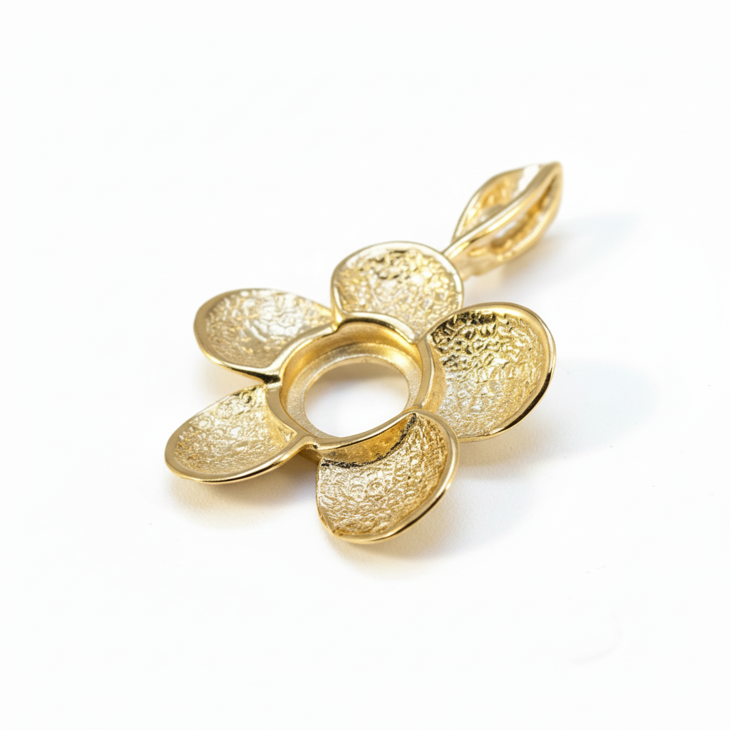 9ct Gold Chunky Flower Memorial Pendant for Ashes Hair or Flowers – 6mm Stone | Birmingham Hallmarked
