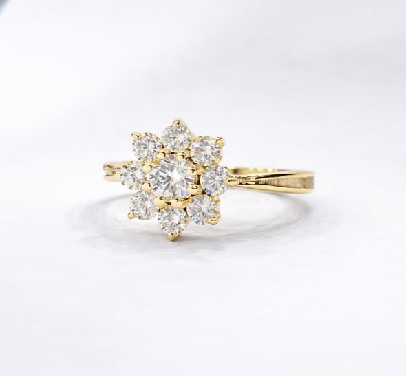 MADE TO ORDER — 9ct Gold Celestial Cluster CZ Ring | Rose, Yellow or White Gold | Ashes, Hair & Fur Memorial Keepsake